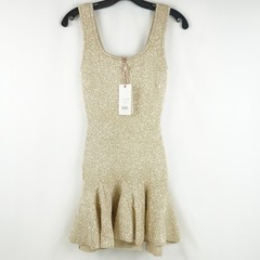 LoveShackFancy Sarajane Sequin Knit Mini Dress In Honey Gold Women&rsquo;s Size Small