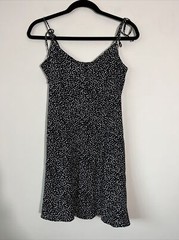 & Other Stories Tie Shoulder Black White Dot Mini Slip Dress Size 4 Button Down