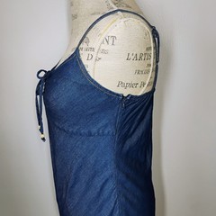 Faded Glory Y2K Denim Dress Womens Small Blue Cowgirl Western Babydoll