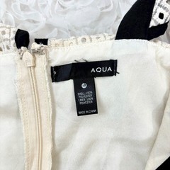 AQUA White Black Eyelet Lace Fit & Flare Dress Sleeveless Back Zip Contrast Trim