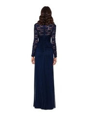 XSCAPE Womens Sequined Long Sleeve Scoop Neck Full-Length Evening Body Con Dress