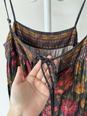 Farm Rio Flowy Bird Floral Print Mini Dress Adjustable Spaghetti Straps Boho M