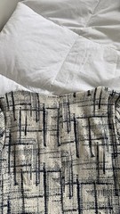 M.M. LAFLEUR ETSUKO CUBIST JACQUARD IVORY GALAXY BLUE DRESS SIZE 14