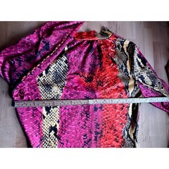 SHEIN Pink Snakeskin Print Open Back Mock Neck Bodycon Mini Dress Size 6 M