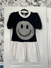 Queen Of Sparkles Black And White Dress Featuring Pearl And Crystal Smile
