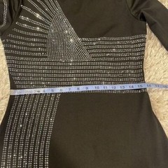 Black Stripe Rhinestone Long-Sleeve Maxi Dress High Slit Formal Dress XL