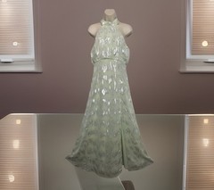 Lipsy Maxi Dress Size 16 Green Sage Lurex Bridesmaid Halter Front Split Dress