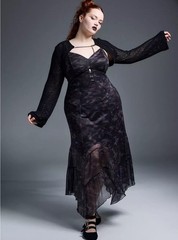 TORRID (4X /26) Black Nightfall Tiered Mesh Maxi Dress Ruffle Skirt Goth Gothic