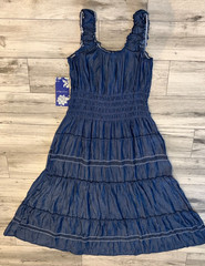 Indigo & Lace Size Large Embroidered Tiered Maxi Dress Sleeveless Boho Peasant