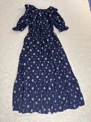 Universal Thread Dress Womens Maxi Tier Flare Cowl Swiss Clip Dot Size S