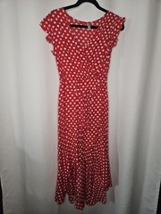 Grecerelle Summer Dress Polka Dot Cross V Neck Dress Long Flowly Medium