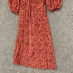 Scanlan Theodore Dress Womens 6 Red Silk Floral V Neck Maxi Party Wedding 45508