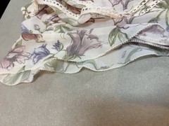 SNIDEL Floral Pleated Maxi Dress Size 2 Ivory Pink Purple w/ Slip Dress Japan