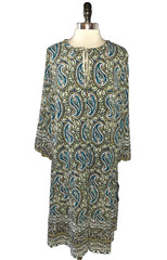 NEW TOMMY HILFIGER Plus Sz 22W Shift Dress Black Blue Green Paisley Long Sleeve