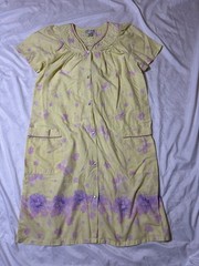 Elegant Emily Sz L Pearl Snap Housecoat Yellow Butterflies Granny Cottagecore