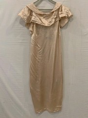 Authentic Dsquared2 Champagne Satin Ruffle OffShoulder Midi Dress IT 38 US 2#233
