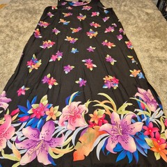 Erika Dresses Womens Medium Black Tropical Floral Rayon Maxi Tank Dress Slits