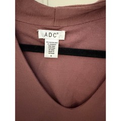 ADC Mauve Brown V-Neck Long Sleeve Bodycon Midi Dress Small Rayon Siro Stretch
