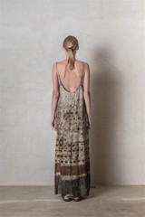 Uma Wang Pompeii Copper Ammonia Silk Dyed Backless Long Halter Dresses Skirts