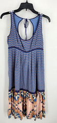 Plenty by Tracy Reese Dress Womens 6 Blue Pink Stripe Floral Sleeveless Boho