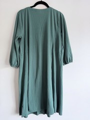 J.Jill Green Solid A-Line V-Neck Button Front Knit Dress 3/4 Sleeve M
