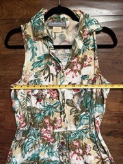 Carol Anderson California Collared Sleeveless Button Floral Bird Midi Dress 7/8