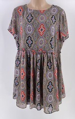 ASOS Curve Dress Womens 22 Paisley Floral Black Red Green Red Lined