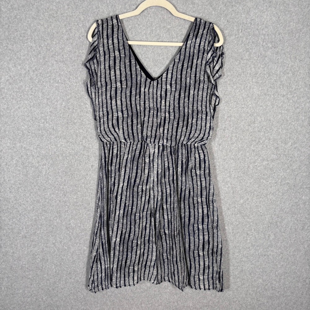 Cortefiel Dress Small Navy Flowy Flutter Elastic Waist Comfort Beachy Nautical