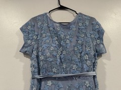 Mac Duggal 14521 Blue Floral Embellished Cap Sleeve Gown Sz 10 NEW