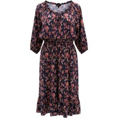 Frye Floral Midi Dress Womens Large Navy Blue Boho Tassel Tie Smocked Waist