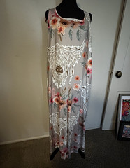 Women’s Gray Floral Wolf Lace Maxi Dress Scoop Neck Jersey Stretch XXL