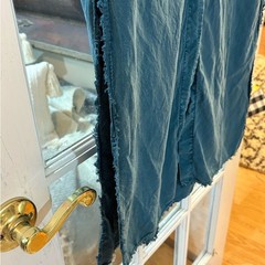 Cloth & Stone Anthropologie Teal Blue Shirt Dress | Large | Frayed Hem | Lyocell
