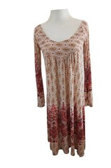 Roper Womens Border Print Bell Split Sleeve Pink Sz M Boho Cowgirl Hippie