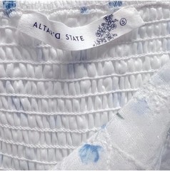 NWOT Altar&rsquo;d State Kailani White and Blue Floral Print Mini Sundress- Size S