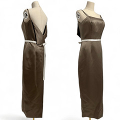 Impression Open Back Lantern Skirt Tuxedo Midi Dress 8 Classic Elegant Old Money