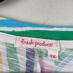 Fresh Produce T Shirt Dress Size 1X Pockets Multicolor Cotton Beach Round