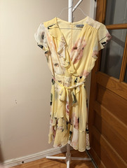 Danny & Nicole Women’s Floral Chiffon Fit & Flare V-Neck Belted Dress 8
