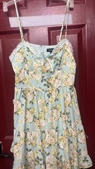 Arden B Sun Dress Large White Yellow Floral On Blue Green Teens Spaghetti Straps