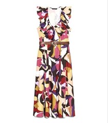 New ZARA printed pattern frilled multicolor long dress