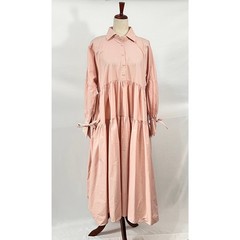 MARIELLE ALMELO Stokkelaar OS S M L Charlotte Pink Midi Dress Puff Sleeve NWT