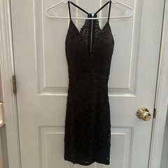 Windsor Black Floral Lace V-Neck Sleeveless Lined Bodycon Mini Dress XS