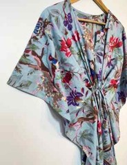 Indian Bird Print Kaftan 100% Cotton Hippie Maxi Women Nightwear Caftan Dress