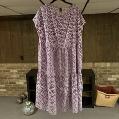 Emery Rose Purple White Floral Tiered MIDI Dress Modest Shein 2X A2021