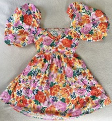 Cottagecore Boho Floral Brunch Fairy Whimsical Balloon Sleeve Mini Dress Size M