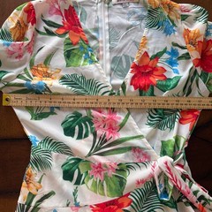 Jealous Tomato Womens Tropical Floral Wrap Mini Dress White Red Green Sz S