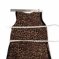 Vintage Leopard Print Maxi Dress Sheer Overlay Sleeveless Dress