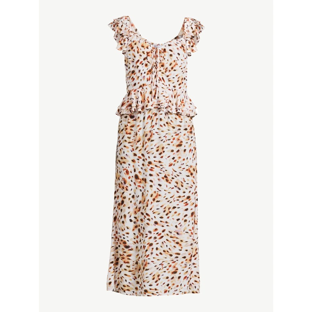 Sofia by Sofia Vergara Sweetheart Neck Ruffle Sleeveless Peplum Midi Dress Large