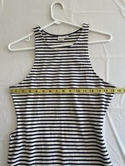 ROXY Navy/White Striped Sleeveless Open Back Stretch Cotton Knit Maxi Dress Sz L