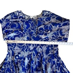 Rhode Women’s Sz M Blue Floral Print Mini Dress Emma Long Sleeve