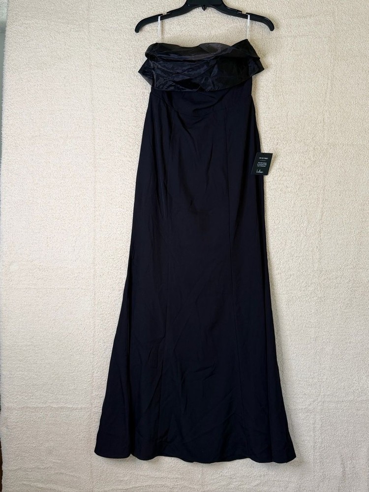 Lulus Black Strapless Fold-Over Maxi Dress Side Slit Size M NWT